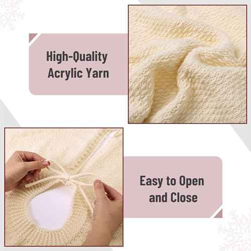 Mr. Pen- Christmas Tree Skirt 24 inches, Cream Knitted Christmas Skirt Tree, Xmas Tree Skirt, Christmas Skirts for Xmas Trees, Skirt for Christmas Tree, Small Tree Skirt Small, 24 Inch Tree Skirt