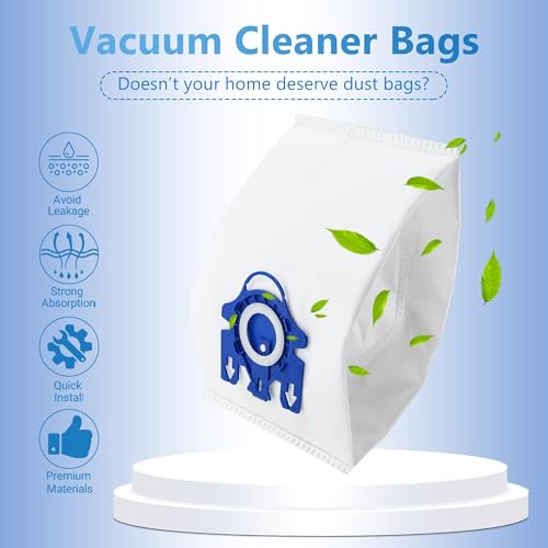 Blue & White 10 Pack Vacuum Cleaner Dust Bags for Miele GN Series with Filters