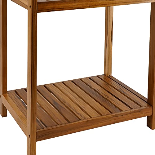 Teak Bathroom Shelf 4-Tier Wooden Storage Organizer for Kitchen Living Room