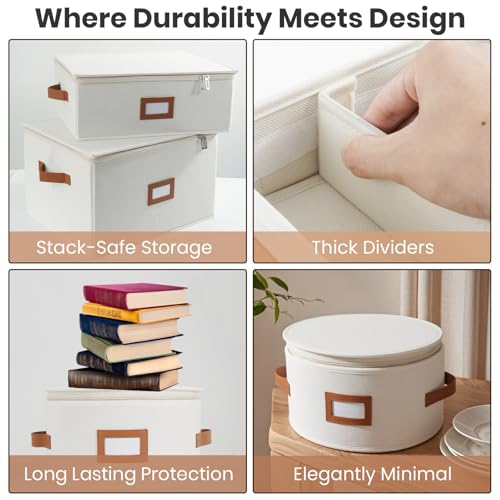 HOMELUX THEORY Ivory 8-Piece China Storage Set with Lid - Dinnerware & Flatware Organizer