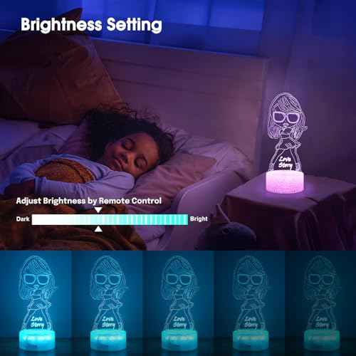 3D Night Light Gifts: Fans Merch, Table Lamp with Remote Control and Smart Touch, Singer Gifts for Girls Room Decor Music Party Birthday Christmas
