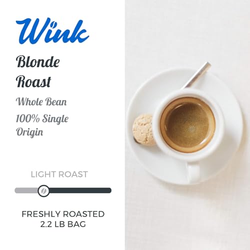 Wink Coffee Blonde Roast Whole Bean Coffee 2.2 lb Bag - 100% Arabica Single Origin Light Roast