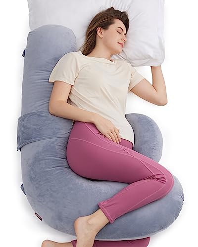 Gray Pregnancy Body Pillow with Adjustable Wedge Support - Momcozy