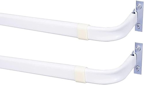 Blu-Pier Tech Heavy Duty Curtain Rod - Adjustable 28 to 48-Inch Width, White | Includes Hardware (Pack of 2)