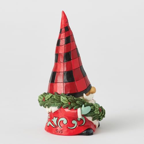 Jim Shore Highland Glen Gnome Figurine with Holly Wreath - 5.5 Inch Home Decor