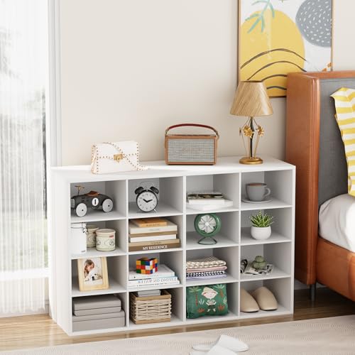 White Garden 4 You 16-Cube 4-Tier Shoe Storage Bench Organizer