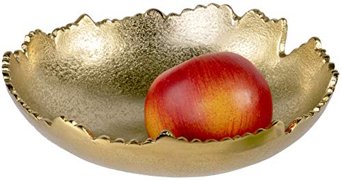 Gold Moon Decorative Bowl - 8.75-Inch Hammered Metal Centerpiece with Sculpted Edges