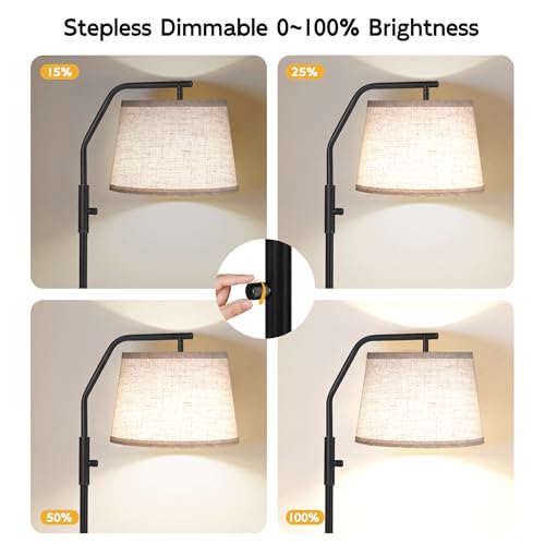 SUNMORY Black Dimmable Floor Lamp for Living Room with Adjustable Head