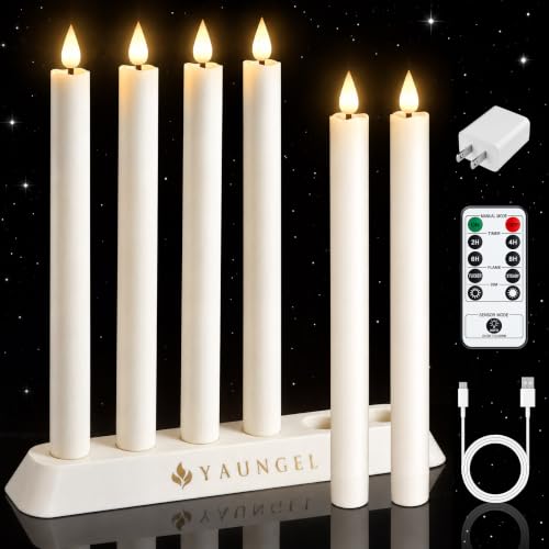 Rechargeable Flickering Candles with Sensor & Remote Control - 6 Pack