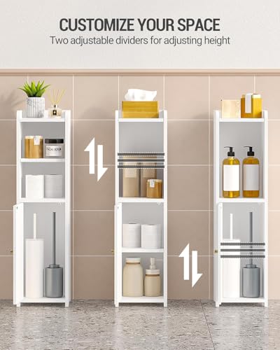 Hzuaneri Narrow Bathroom Storage Cabinet 7.9 x 7.9 x 29.5 Inches White