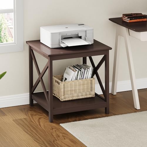 ChooChoo 24-Inch End Table with 2-Tier Storage Shelf - Espresso Variation