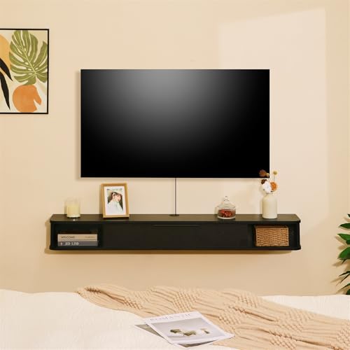 Mordchil HF Black Floating TV Stand for 55-65 inch Wall-Mounted Media Console
