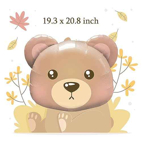 6Pcs Bear Balloons Bear Head Foil Balloons Animal Helium Balloons for Jungle Safari Woodland Theme Animal Birthday Baby Shower Valentine's Party Decoration Supplies