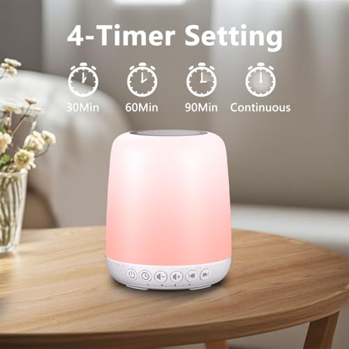 Easysleep White Noise Sound Machine for Sleep - Milky White, 30 Soothing Sounds, Night Light & App Control