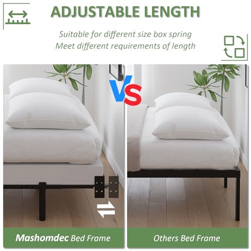 Mashomdec Queen Metal Bed Frame - 7-Inch Low Profile Adjustable Platform Bed, Heavy Duty, Noise-Free, Easy Assembly, Black