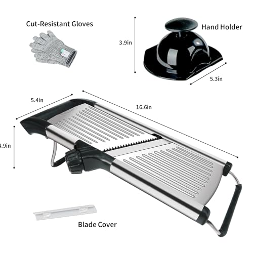 Mandoline Slicer for Kitchen with Julienne & Adjustable Thickness - Silver