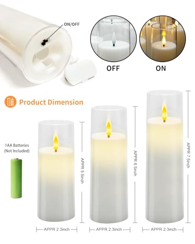 Flickering Flameless Candles Set with Remote 2-9pcs White Acrylic LED Pillars