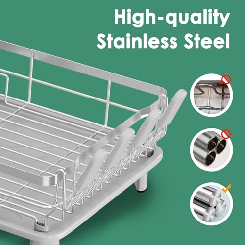 MOUKABAL Stainless Steel Dish Drying Rack for Kitchen Counter, Grey