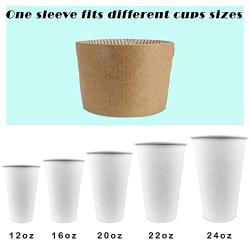 Kraft Brown Coffee Cup Sleeves 1000 Pack - Disposable Insulating Drink Sleeves for 12-24 oz Hot & Cold Beverages