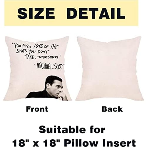 Farmhouse Quote Decorative Throw Pillow Cover, Funny Michael Scott Cushion Case Decor Sign, Seasonal Home Square Pillowcase Sofa Couch Decoration 16x16 for The Office