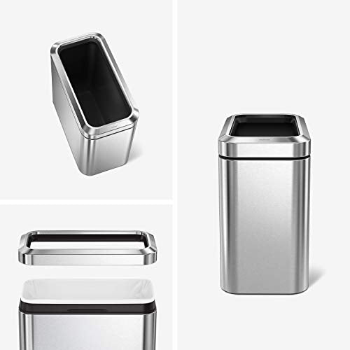 simplehuman 25L/6.6 Gal Slim Open Trash Can - Heavy Duty Stainless Steel, ADA Compliant, Brushed Finish, Space-Saving Design