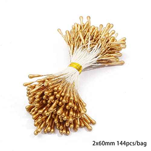 8 Style Flower Stamen Pistil Artificial Gold Flower Stamen Fake Berries Stamen Pistil for DIY Scrapbook Home Decoration (Gold)