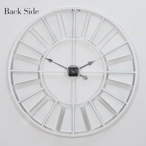 Elegant Scale 32-Inch Distressed Metal Wall Clock with Roman Numerals – Farmhouse Decor