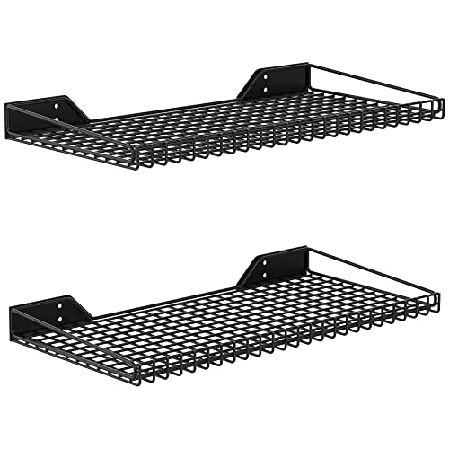 WALMANN 2-Pack Wall Mounted Garage Shelves - Black, 23.5 x 12 Inches
