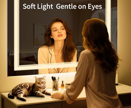 InfiniGlass 30"x22" LED Bathroom Mirror with Lights, Anti-Fog, 3 Color Modes