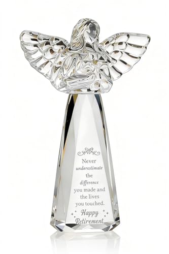 Retirement Gift for Woman Engraved Crystal Angel - Inspirational Keepsake, Present for Female Retirees