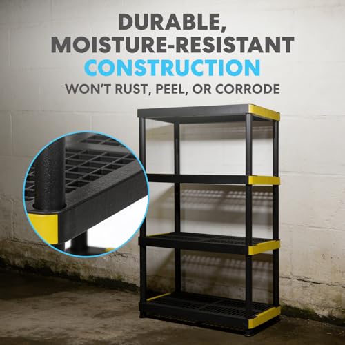 4-Tier Heavy Duty Plastic Storage Shelf - Garage & Basement Organizer, 36x18x57 Inches, 200 lbs per Shelf - Variation of 18