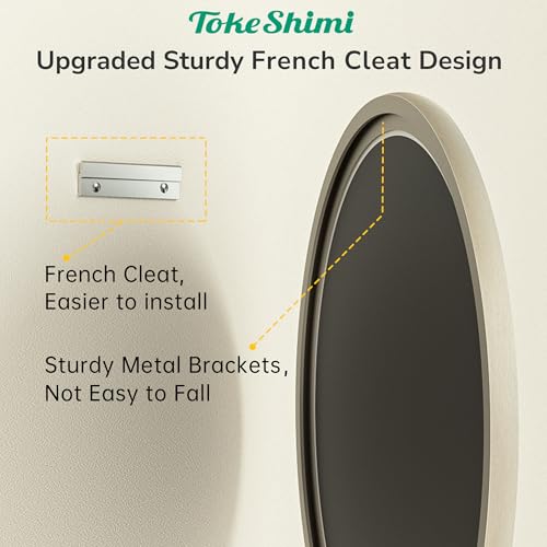 TokeShimi 30 Inch Brushed Nickel Round Wall Mirror - Tempered, Shatterproof Bathroom Vanity Mirror, Farmhouse Wall Decor