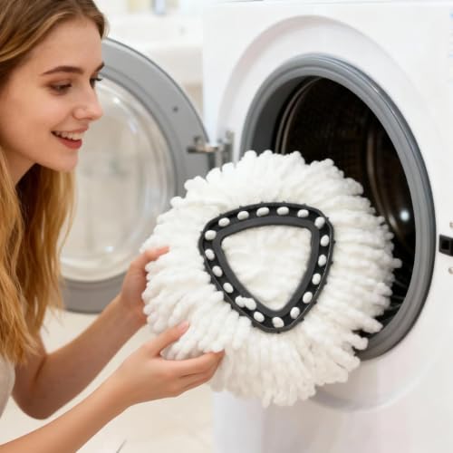 12 Pack Microfiber Mop Head Replacements for Single-Bucket System - Durable & Machine Washable