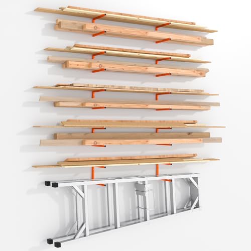 10 Pack Lumber Storage Rack Wall Mount - 10 Levels Heavy Duty Tool Organizer