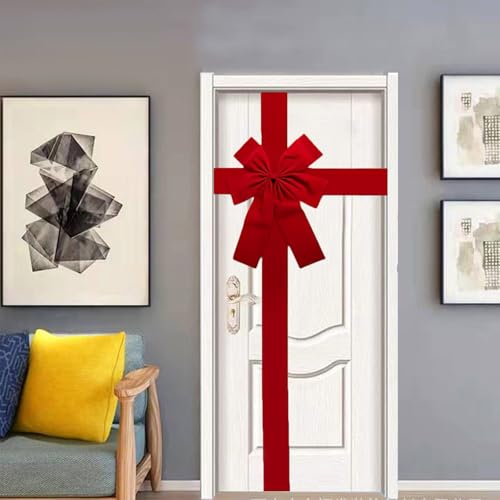 RSN 14 Ft Large Red Christmas Door Ribbon Bow—Front Door Decor, One Size