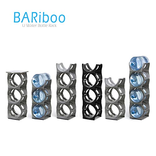 Bariboo Stackable Water Bottle Organizer Rack 4 No Shelf Black - 5 Gallon Jug Holder
