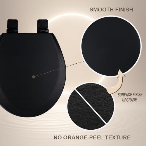 Toilet Seat Soft Close Matte Finish Round Enamel Wood Quick Release