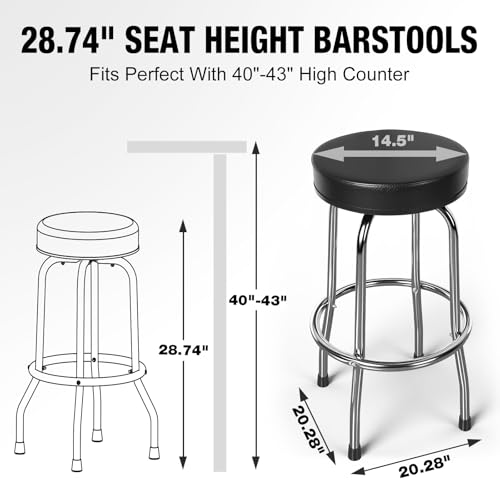 Swivel Bar Stool with Padded Seat and Footrest – Heavy-Duty Steel Frame