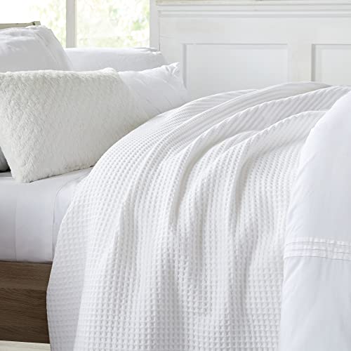 King Cotton Waffle Weave Bed Blanket - Breathable, Soft, Lightweight for All Seasons