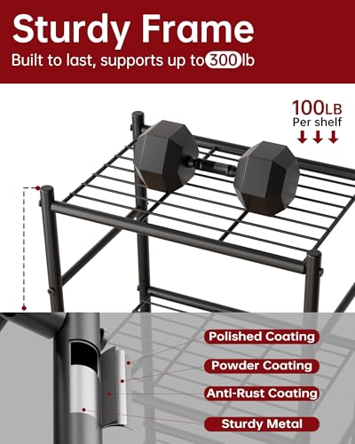 2-Pack Slim Metal Wire Storage Shelves - 18.2 x 12.3 x 30.4 Inches, Black