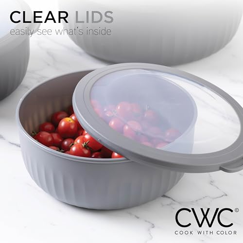 Prep Bowls with Lids - Black/White 12-Piece Nesting Plastic Mixing Set