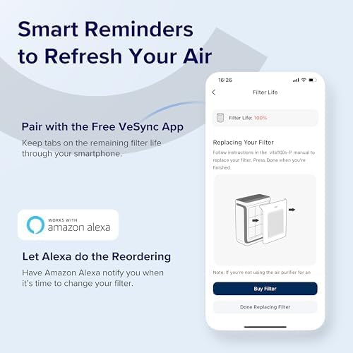 LEVOIT Vital 100S-P Air Purifier Replacement Filter - Genuine 4-in-1 HEPA & Carbon Filter, Blue, 1 Pack