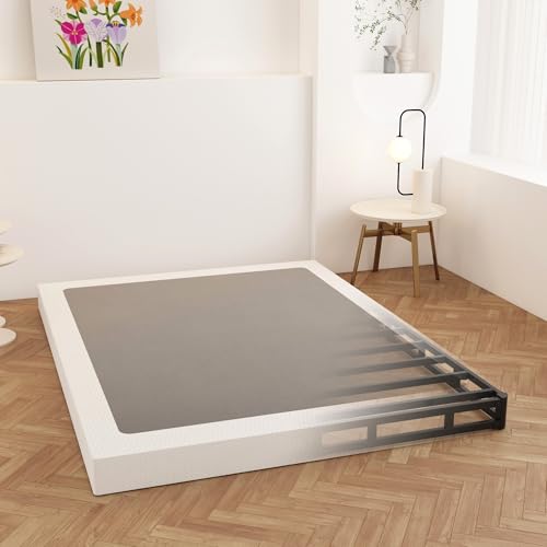 Maenizi Queen Box Spring 4 Inch Low Profile Bed Base with Fabric Cover - Stable & Noise-Free