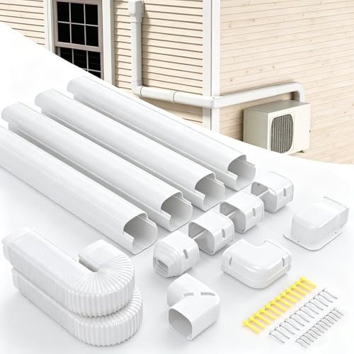 White 4-Inch x 17Ft Mini Split Line Set Cover Kit - Easy Install PVC Shield