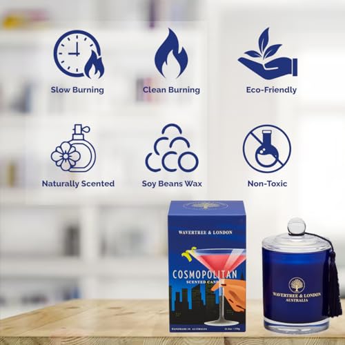 Cosmopolitan Scented Soy Candle - Hand Poured Australian Luxury Candle, 11.66 oz, Long-Lasting & Strong Fragrance, Natural Citrus Gift, Vari: Cosmopolitan