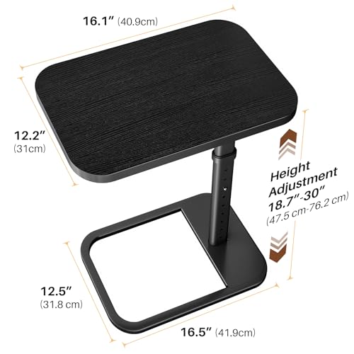 Branwick Black Adjustable Height TV Tray Table with Flip-Top Design