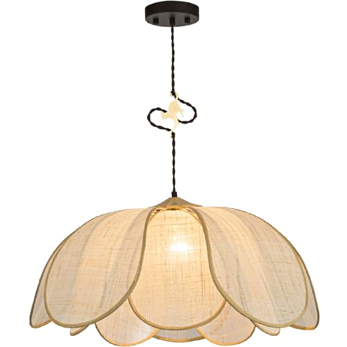 25.6 in Hand Woven Rattan Boho Chandelier with Brass Cat Hook for Living Room & Dining