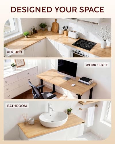 ARLONI.GD Hevea Butcher Block Countertop - Natural Wood, 25"x24"x1.5" Unfinished