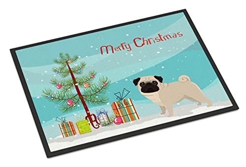Caroline's Treasures Pug Christmas Tree Doormat 24x36 Indoor Outdoor Rug