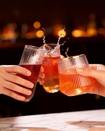 48-Pack Clear Disposable Plastic Cups & Champagne Flutes with Ripple Design